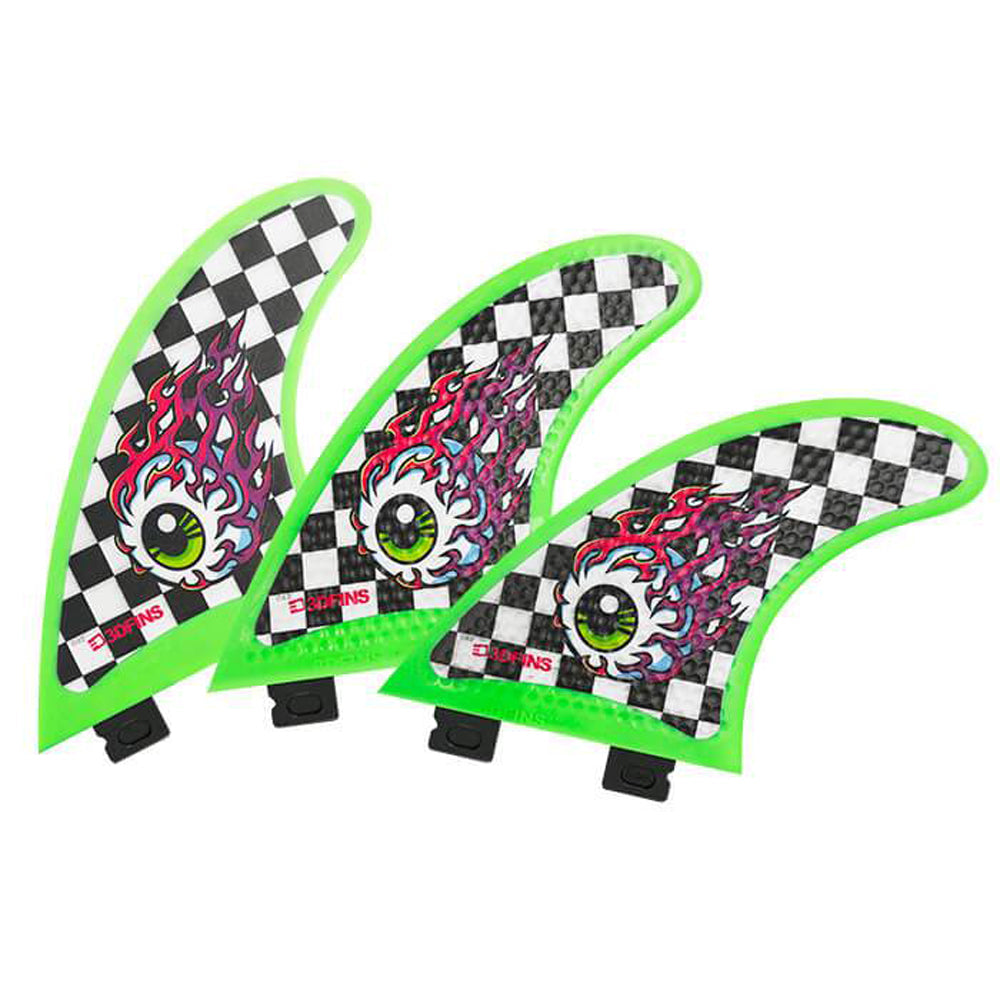 3D Fins - All Rounder Thruster - Soft - Eye Ball Checkers (FCS1 / FCS2 / Catch Surf / Futures)