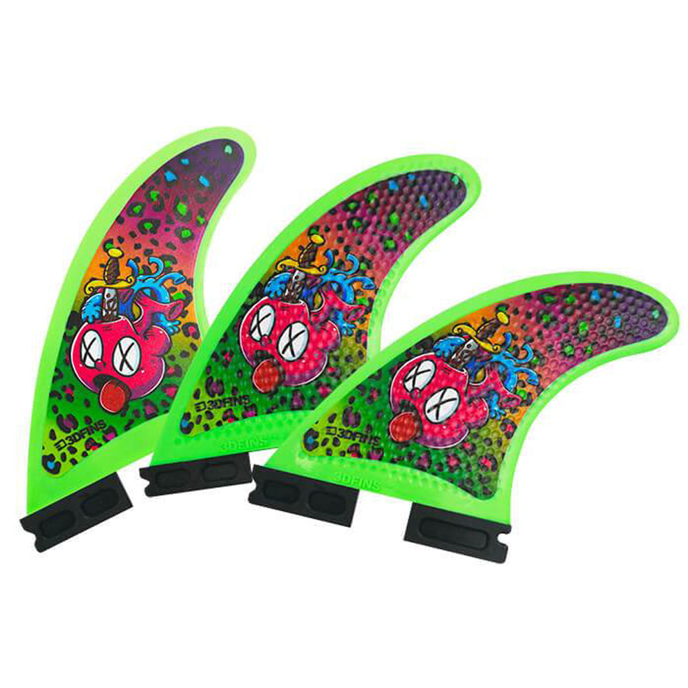 3D Fins - All Rounder Thruster - Soft - Heart Attack Leopard (FCS1 / FCS2 / Catch Surf / Futures)