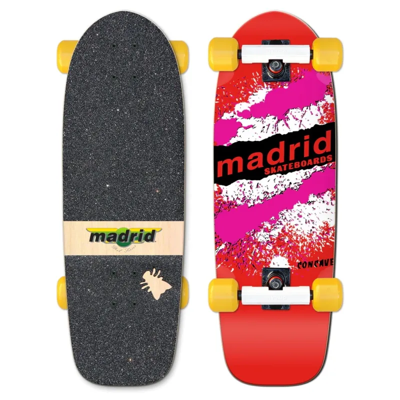 Madrid Marty Explosion Yellow 29" - Old School Skateboard - Red